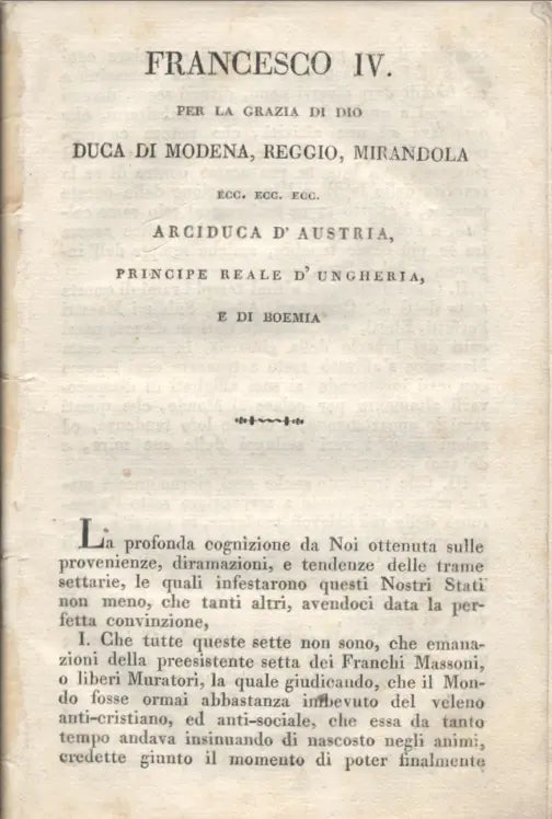 Decreto cotro la la Setta dei Liberi Muratori 1824 digitalindex